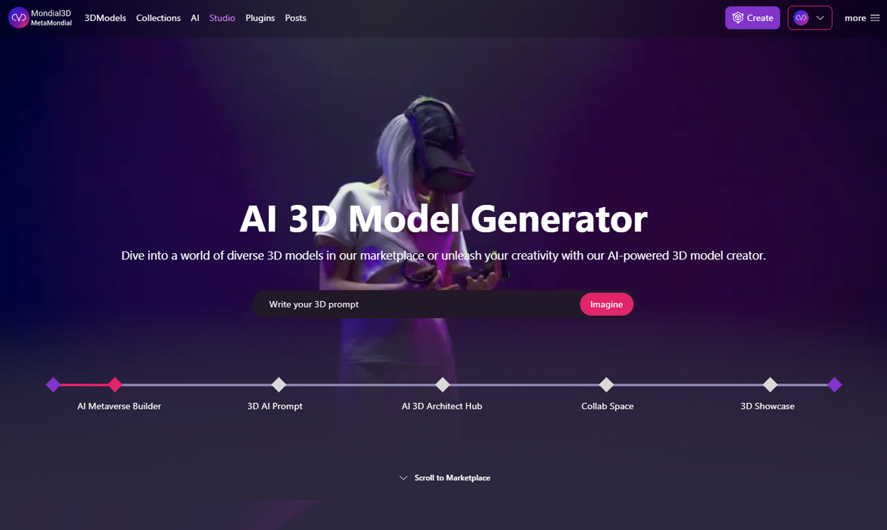 Mondial 3D - 3D Model Marketplace & AI-Powered 3D Model Creation